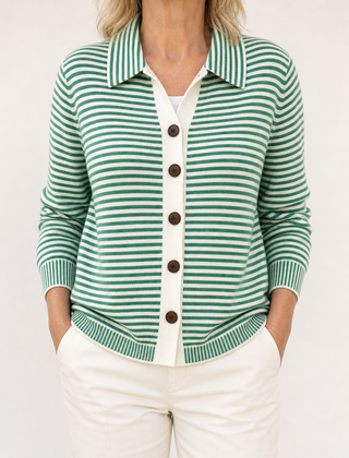 Lesley striped cardigan in Green