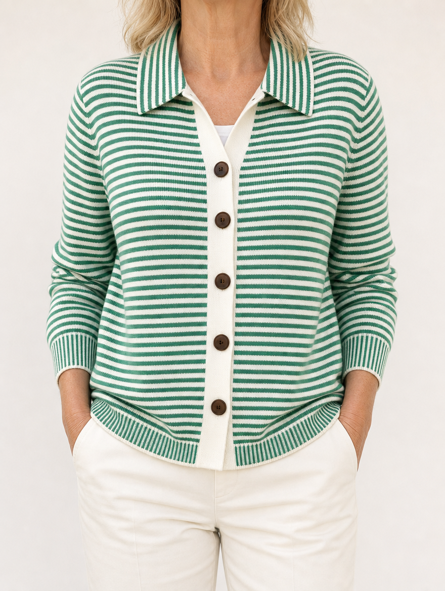 Lesley striped cardigan in Green