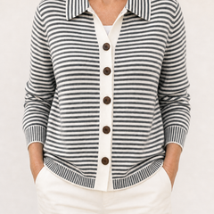 Lesley striped cardigan in Charcoal