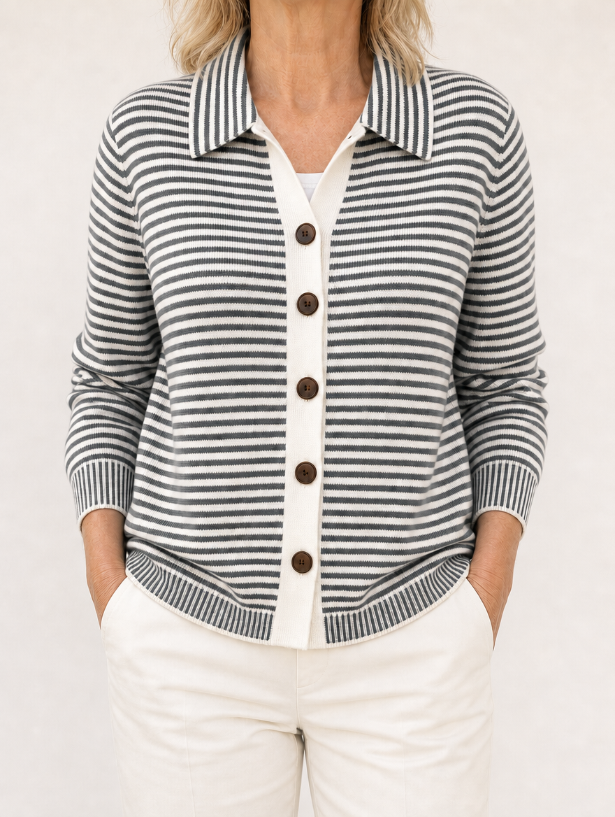 Lesley striped cardigan in Charcoal
