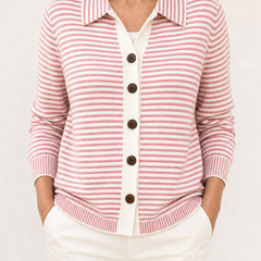 Lesley striped cardigan in Pink