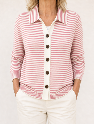 Lesley striped cardigan in Pink