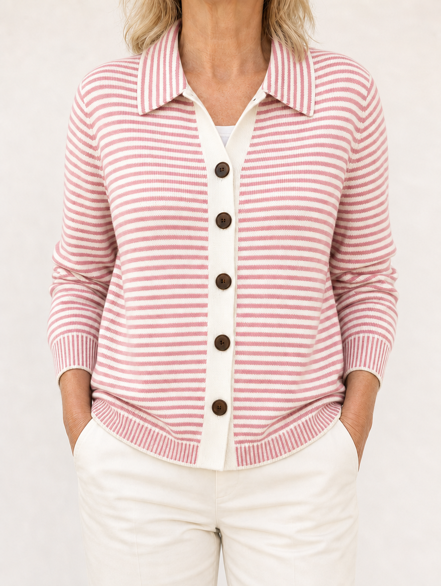 Lesley striped cardigan in Pink