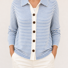 Lesley striped cardigan in Light Blue