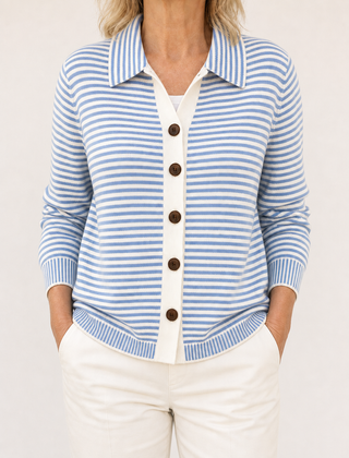 Lesley striped cardigan in Light Blue