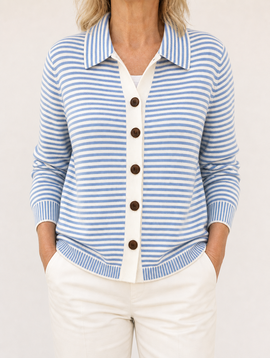 Lesley striped cardigan in Light Blue