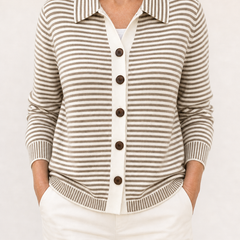 Lesley striped cardigan in Taupe