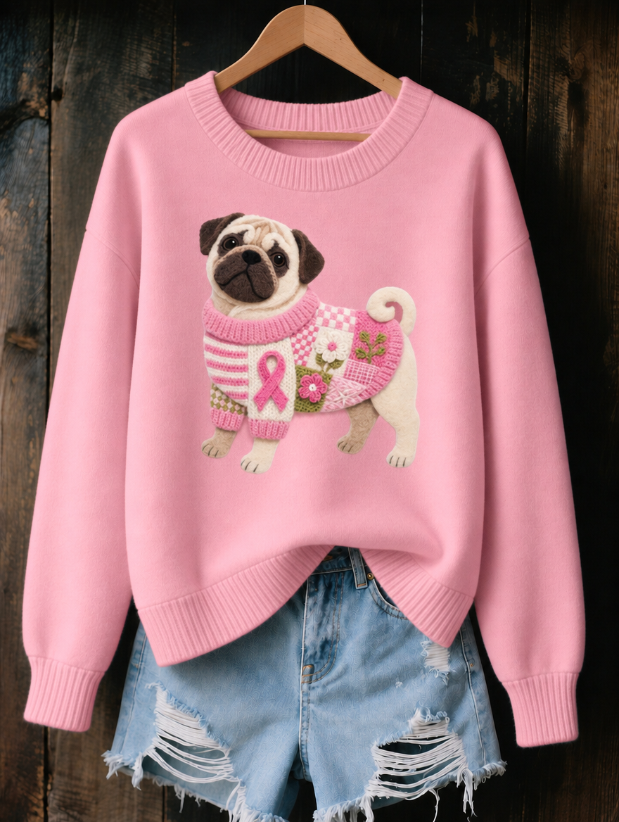 Peggy Pug Print Jumper in Pink