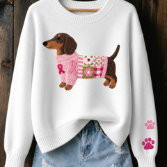 Dotty Dachshund Print Jumper in White
