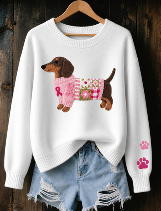 Dotty Dachshund Print Jumper in White