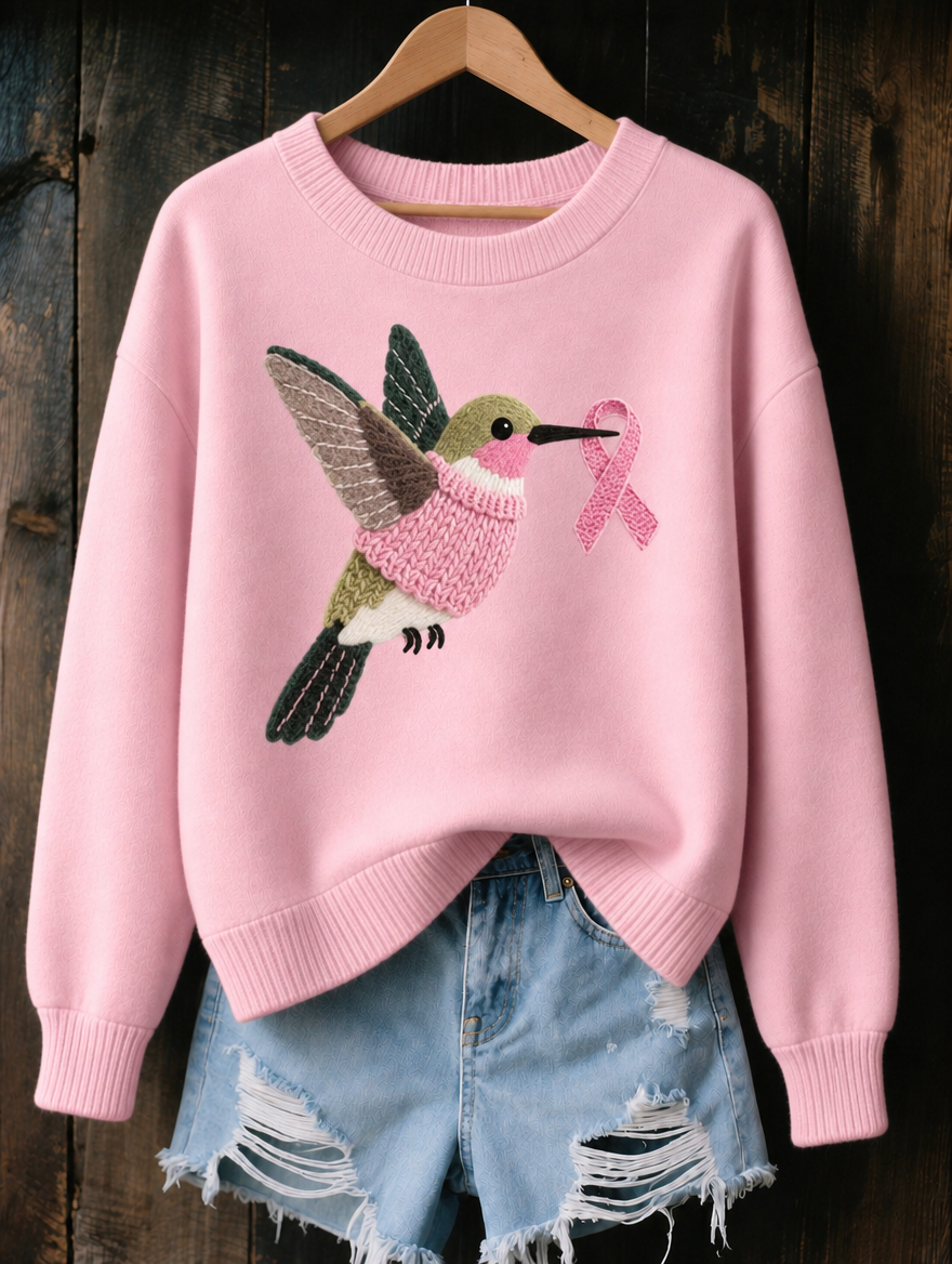 Hazel Hummingbird Print Jumper in Pink