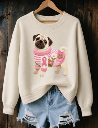 Peggy Pug Print Jumper in Beige
