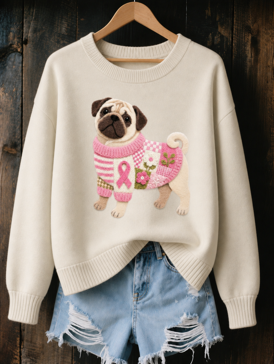 Peggy Pug Print Jumper in Beige