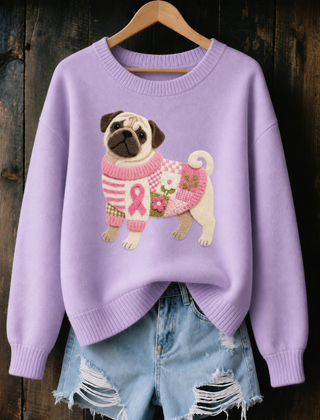 Peggy Pug Print Jumper in Lilac