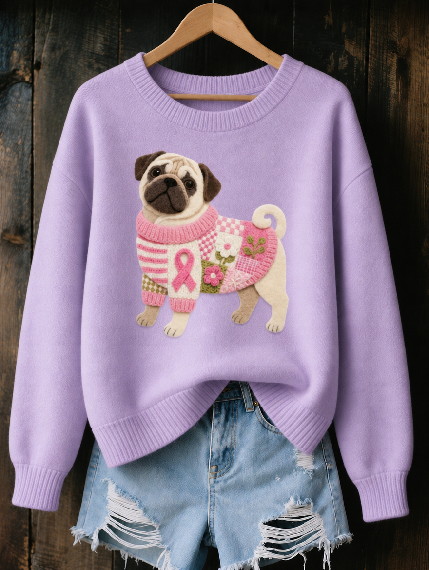 Peggy Pug Print Jumper in Lilac