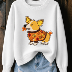 Connie Corgi Print Jumper in White
