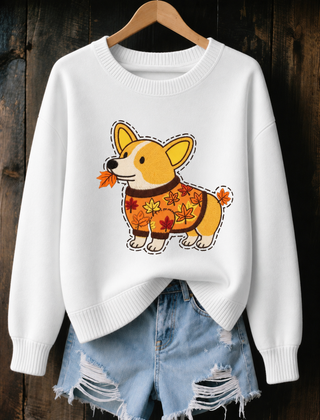 Connie Corgi Print Jumper in White