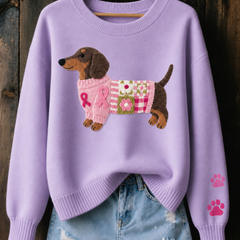 Dotty Dachshund Print Jumper in Lilac