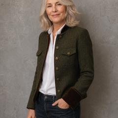 Rachel herringbone jacket in olive, side view