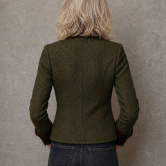 Rachel herringbone jacket in olive, back view
