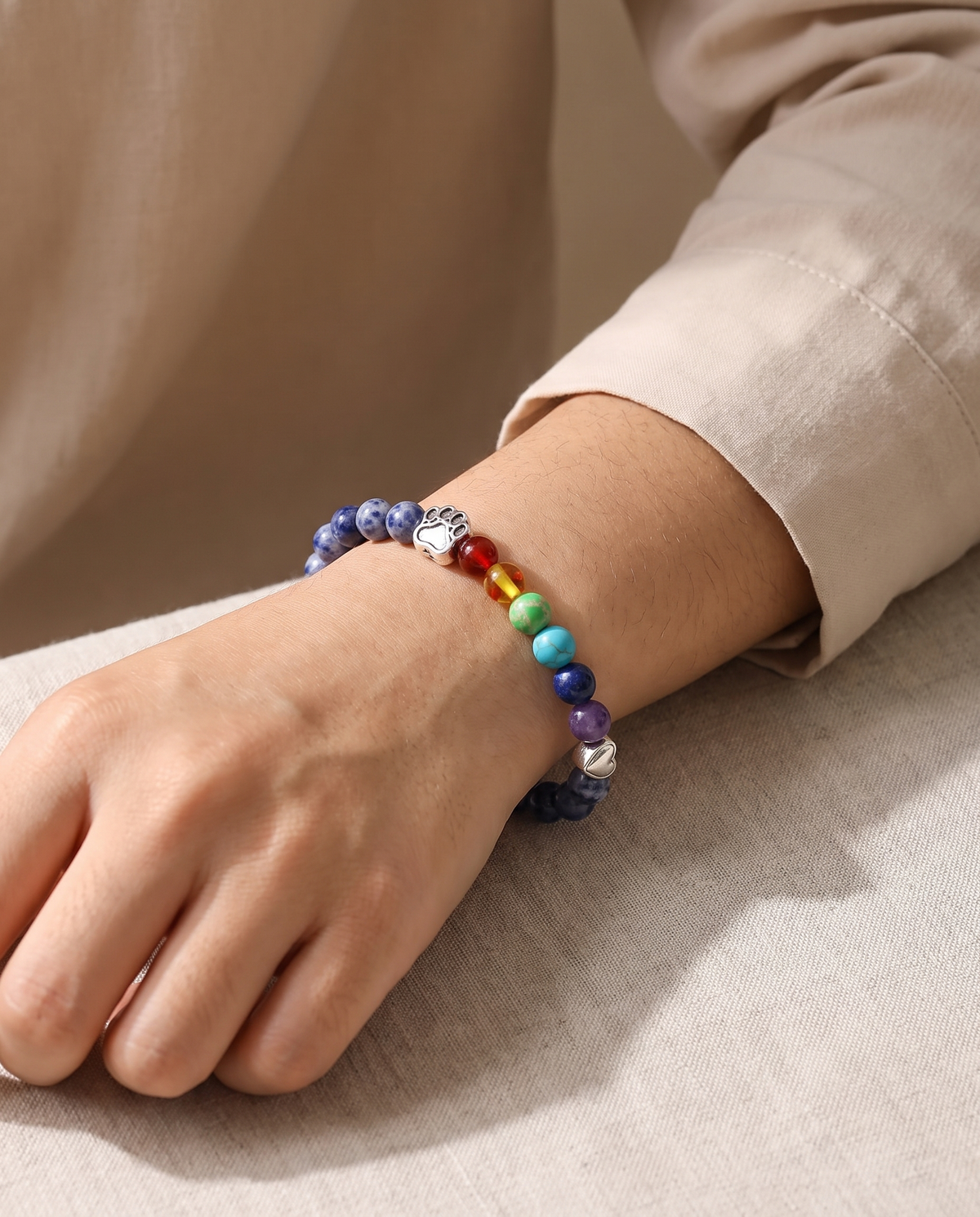Women’s 7 Chakra Pet Memorial Bracelet - Eleanor