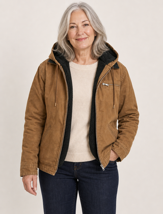 Wellington fleece lined hooded jacket in Camel