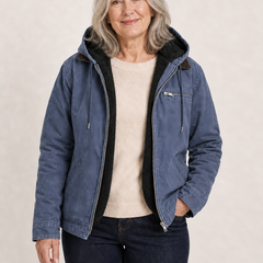 Wellington fleece lined hooded jacket in Denim Blue