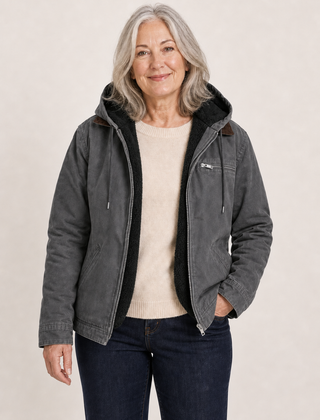 Wellington fleece lined hooded jacket in Grey