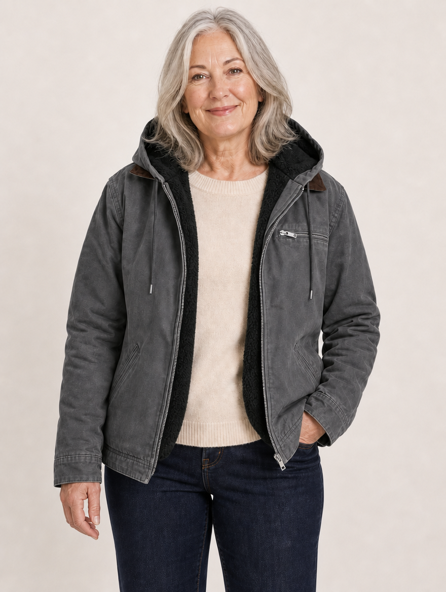 Wellington fleece lined hooded jacket in Grey