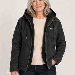 Wellington fleece lined hooded jacket in Black
