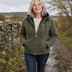 Wellington jacket in Olive on a countryside walk