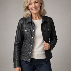 Charlotte leather jacket in Black