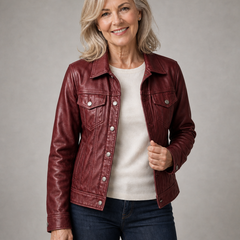 Charlotte leather jacket in Burgundy