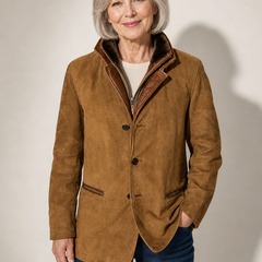 Tabitha vintage suede look jacket in Camel