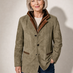Tabitha vintage suede look jacket in Olive