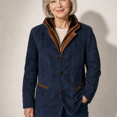 Tabitha vintage suede look jacket in Navy