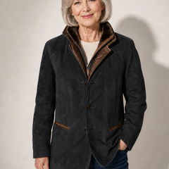 Tabitha vintage suede look jacket in Black