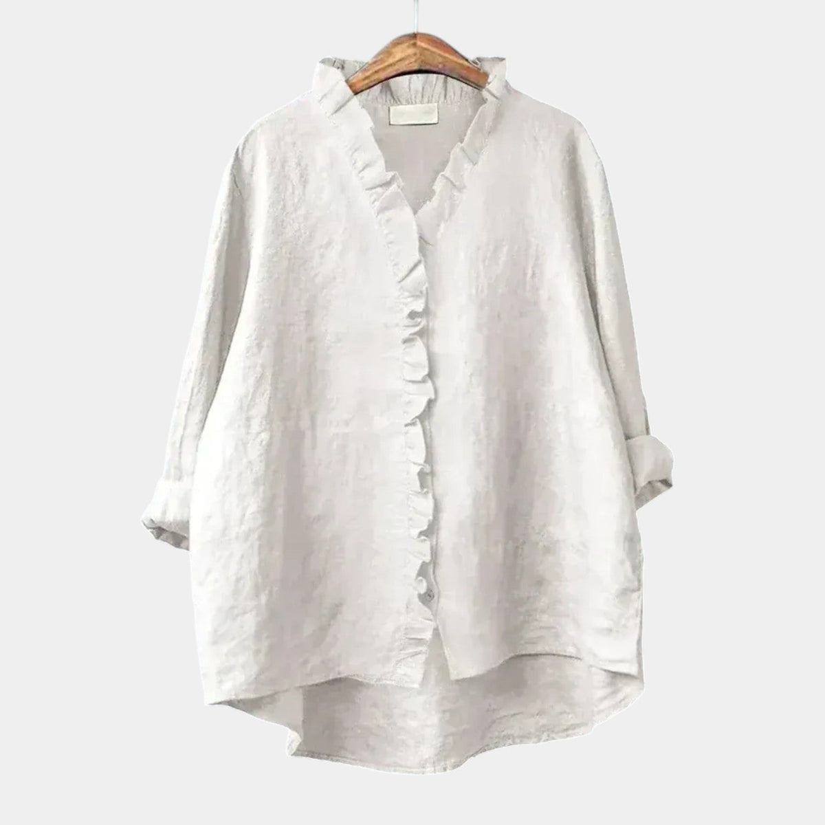Monica | White Ruffle Placket Blouse