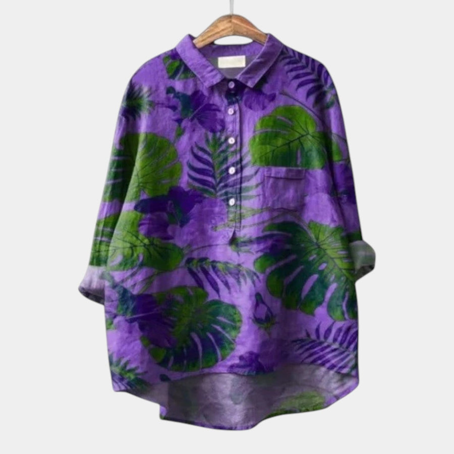 Giulia | Tropical Leaf Print Blouse