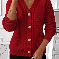 Joyce cable knit cardigan in Red
