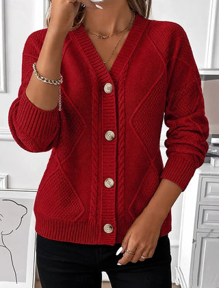 Joyce cable knit cardigan in Red
