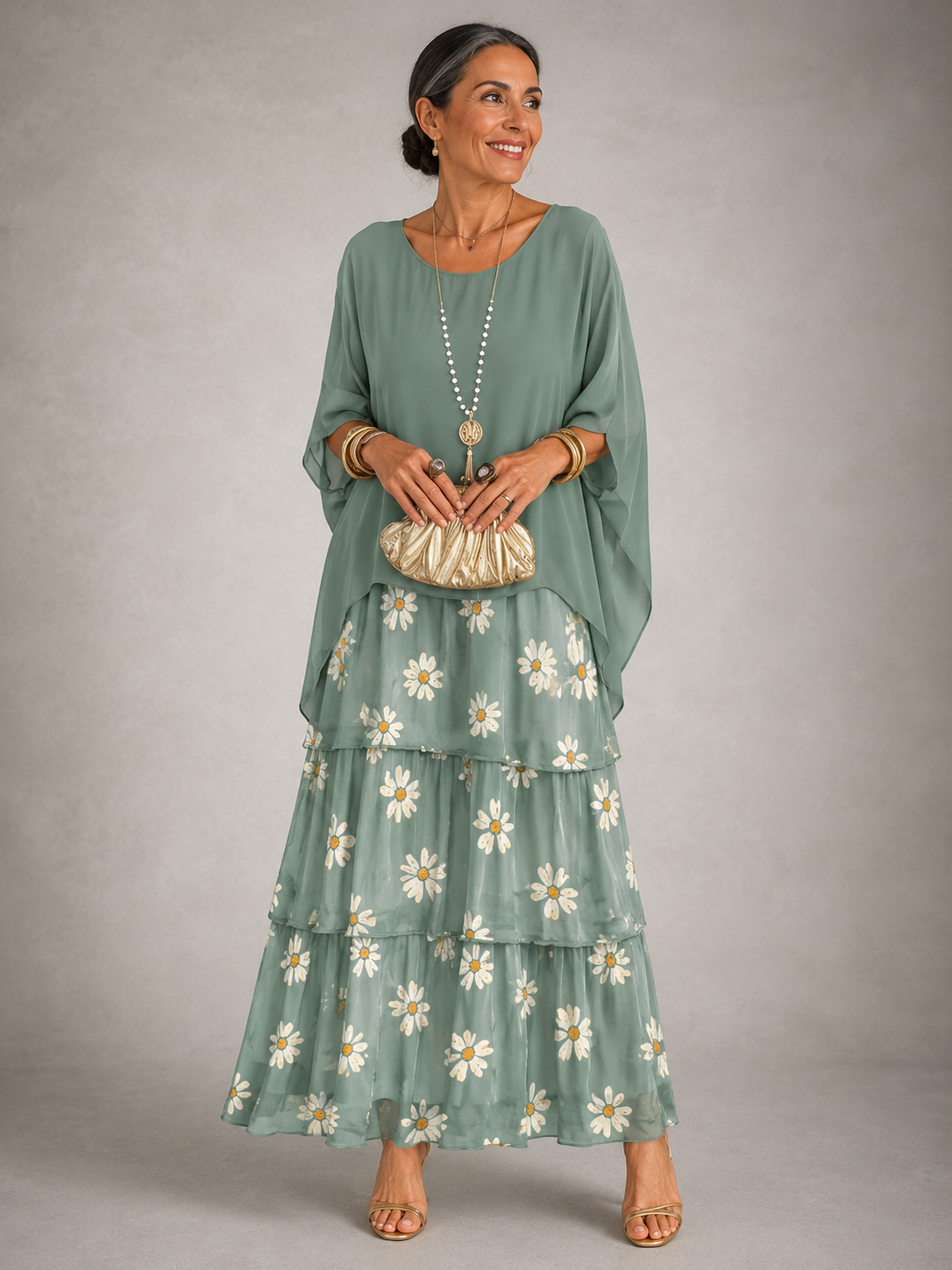 Janet – Tiered Chiffon-Look Maxi Dress