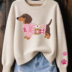 Myron Jumper in Beige with printed dachshund design