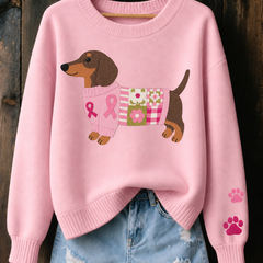 Myron Jumper in Light Pink with printed dachshund design