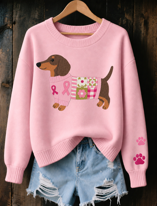 Myron Jumper in Light Pink with printed dachshund design