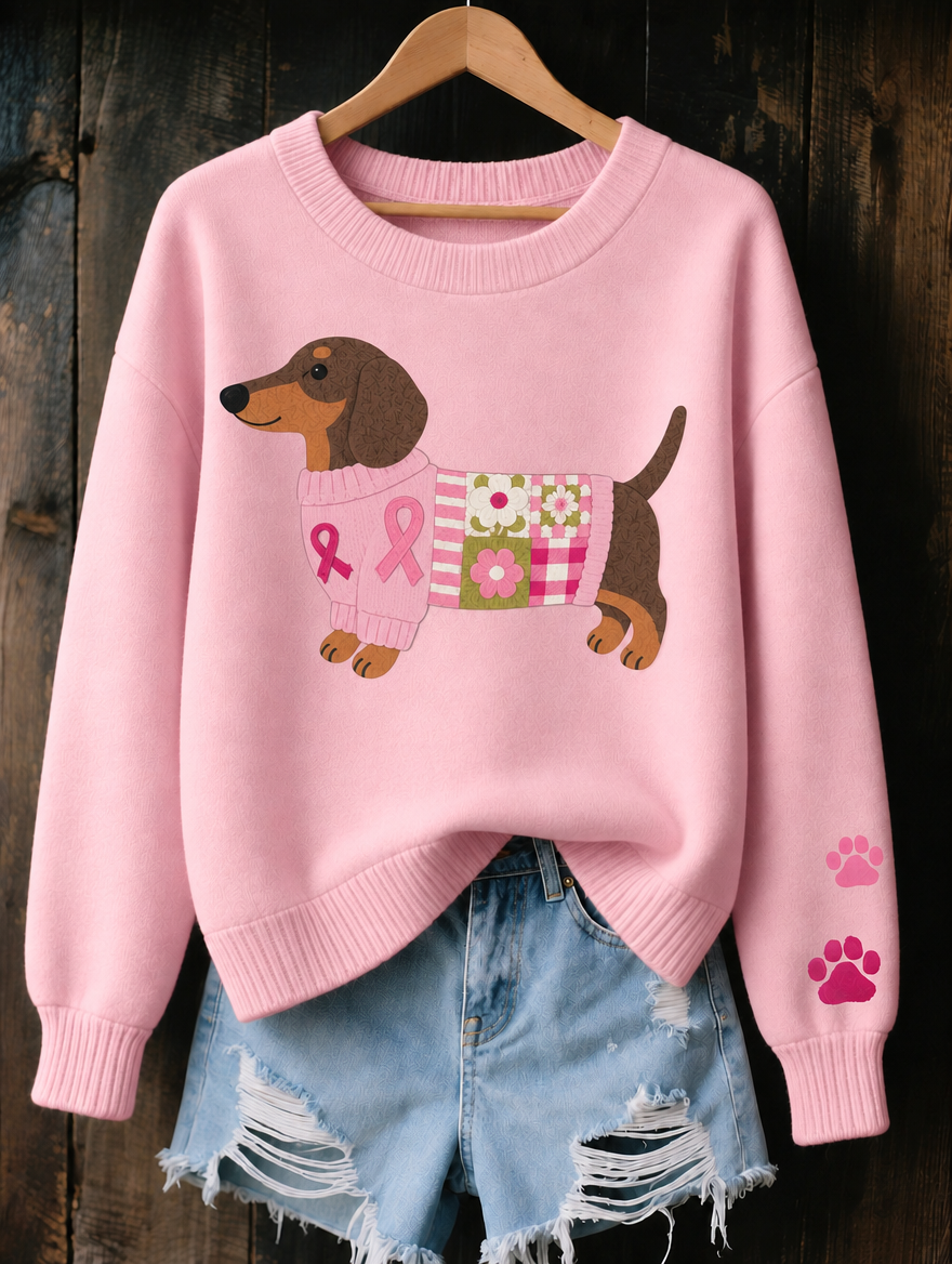 Myron Jumper in Light Pink with printed dachshund design