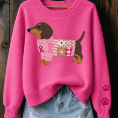 Myron Jumper in Pink with printed dachshund design