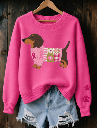 Myron Jumper in Pink with printed dachshund design