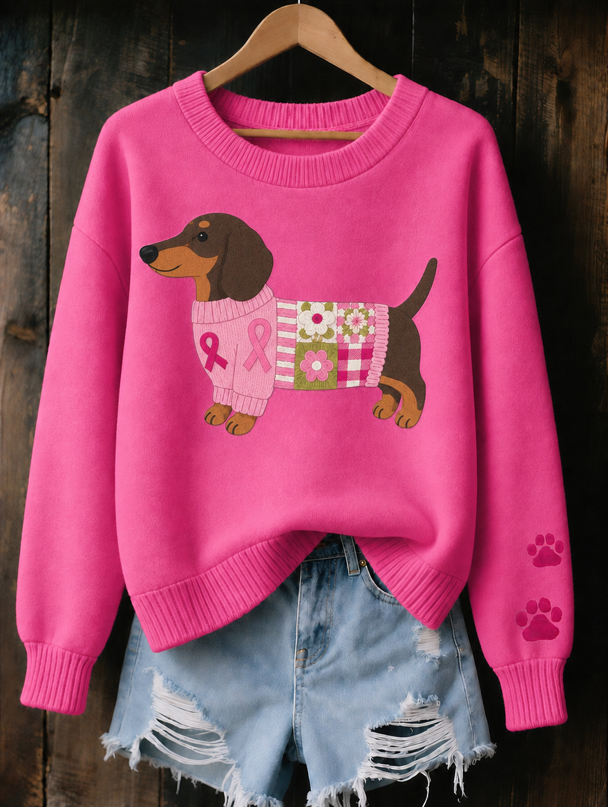 Myron Jumper in Pink with printed dachshund design