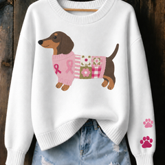 Myron Jumper in White with printed dachshund design